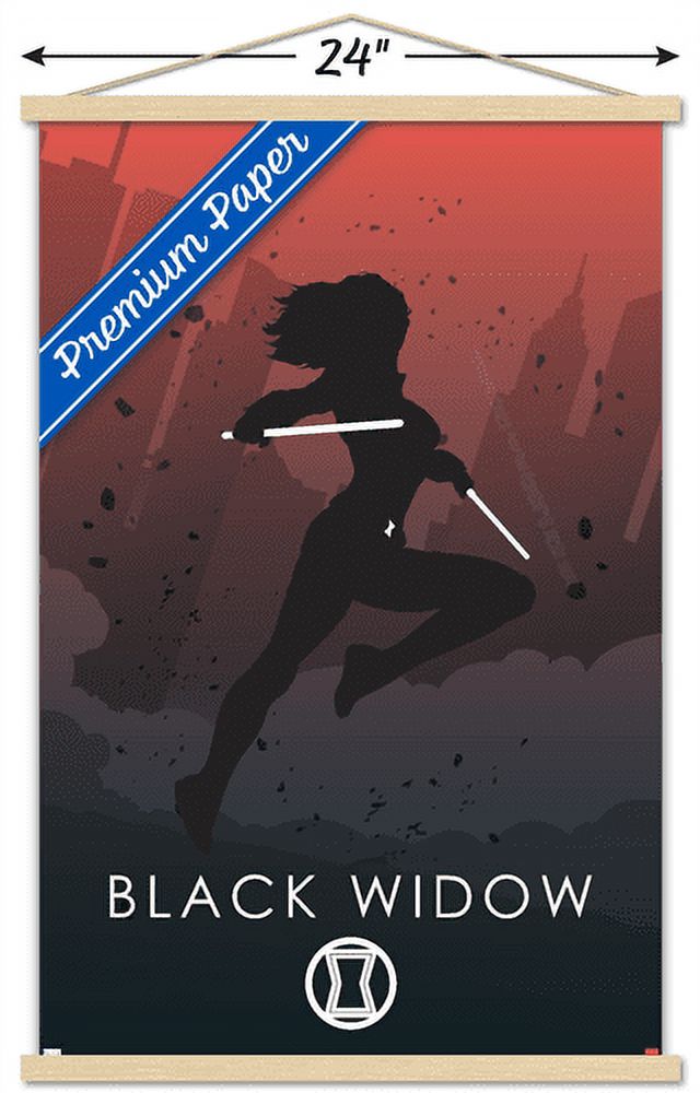 Marvel Heroic Silhouette - Black Widow Wall Poster with Wooden Magnetic Frame, 22.375" x 34"