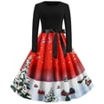 thumbnail image 1 of Women Patchword Vintage Rockabilly Dress Dresses Christmas Bow Party Dress, 1 of 7