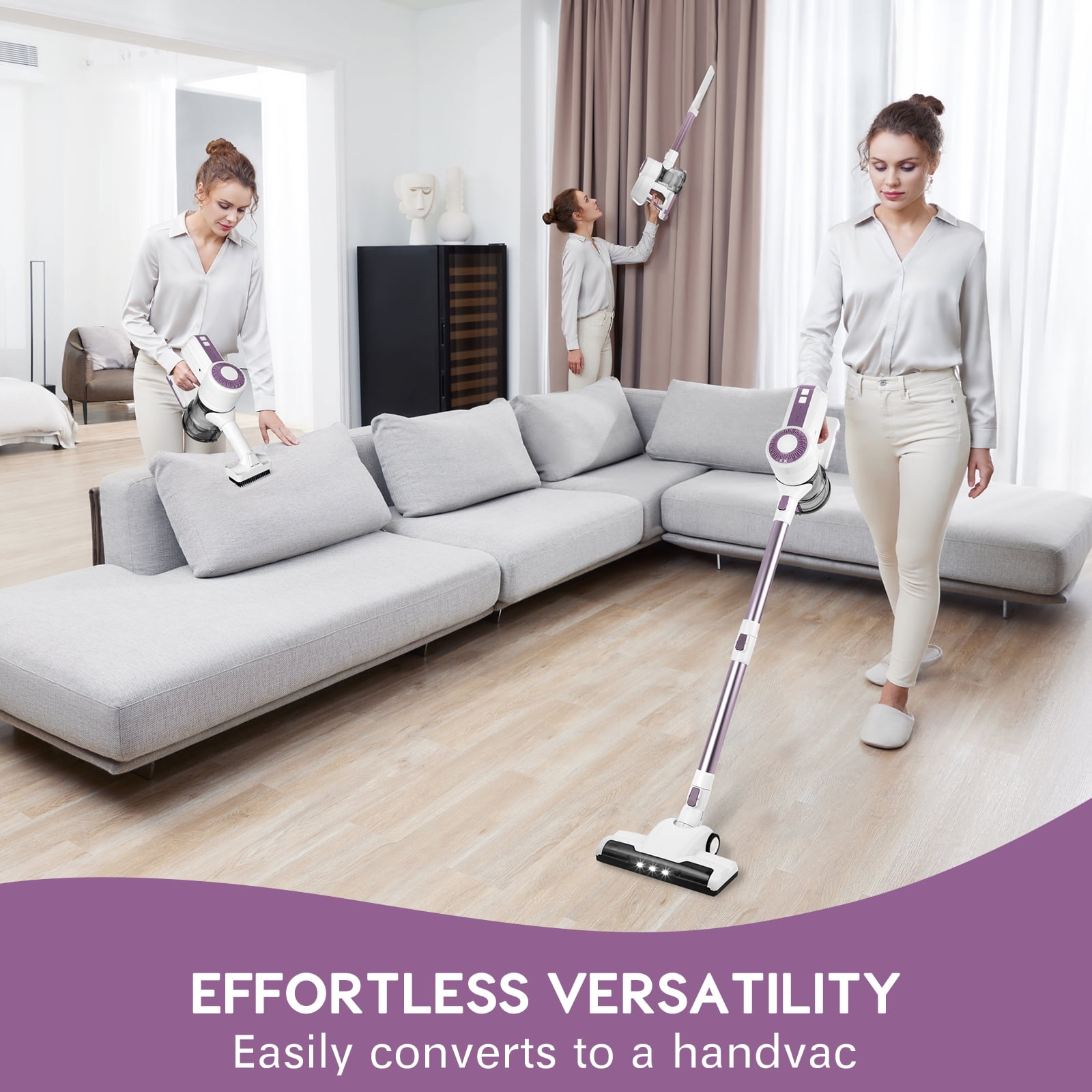 MOOSOO Lightweight Cordless Stick Vacuum Cleaner for Carpet, Hard Floors and Pet Hair