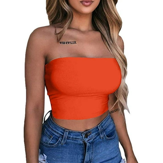 Qiylii Women Top Shirt Solid Color Slim Off Shoulder Crop Top Hot Camisole