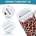thumbnail image 3 of Yayeee 30oz Stainless Steel Tumbler with Straw and Handle Double-Wall Insulated Travel Water Bottle, Orange Floral Leopard Pattern, 3 of 8