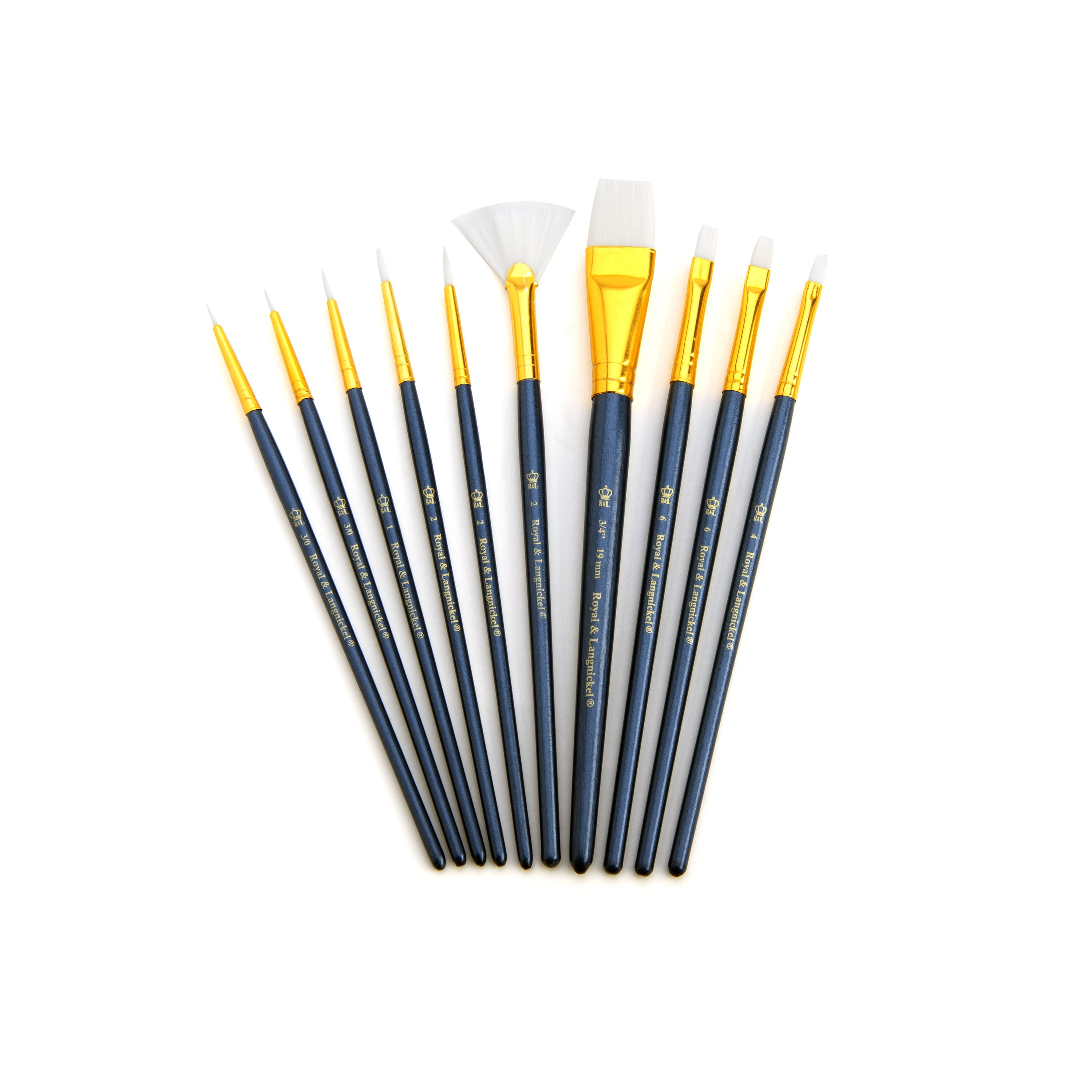 Royal and Langnickel 7pc White Taklon Paint Brush Variety Pack
