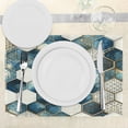 thumbnail image 3 of Ambesonne Blue Place Mats Set of 4, Watercolor Honeycomb Mesh Art, Standard Size, Dark Turquoise and Ivory, 3 of 5