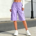 thumbnail image 2 of EnJoCho Girls' Cargo Shorts Wide Leg Elastic Waist Pants Summer Hiking Baggy Trendy Outfits with Pockets Kids Vacation Drawstring Shorts 4-15y, 2 of 6