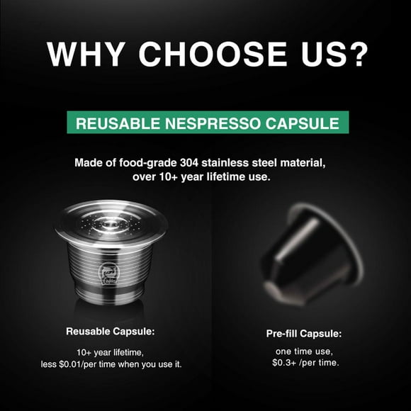 Peggybuy Reusable Stainless Steel Coffee Capsule Cup Nespresso Coffee Filter Set