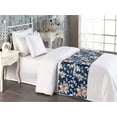 thumbnail image 2 of Botanical Bed Runner, Wild Nature Style Floral Illustration on Night Inspired Backdrop Print, Decorative Accent Bedding Scarf for Hotels Homes & Guest Rooms, Twin, Navy Blue and Peach, by Ambesonne, 2 of 3