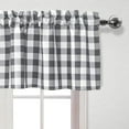 thumbnail image 3 of 3 Piece Semi Sheer Kitchen Curtains - Light Filtering Buffalo Plaid Tier and Valance Window Curtains Set, Grey and White, 3 of 6