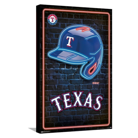 MLB Texas Rangers - Neon Helmet 23 Canvas Wall Poster, 14.725" x 22.375"