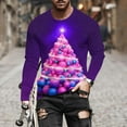 thumbnail image 5 of Feancey Big and Tall Christmas Graphic Tees for Men Fashion Xmas Tree Printed Long Sleeve Shirt Lightweight Casual Crewneck Pullover Tops Purple 4XL, 5 of 6
