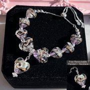 ARTSY Crafts Heart of Ocean Glow in The Dark Firefly Beads Necklaces for Women, Murano Glass Beads Jewelry - Purple