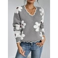 thumbnail image 5 of Pink Queen 2026 Women's OversizedSweaters V Neck Fuzzy Loose Long Sleeve Pullover Jumper Tops S-XL, 5 of 9