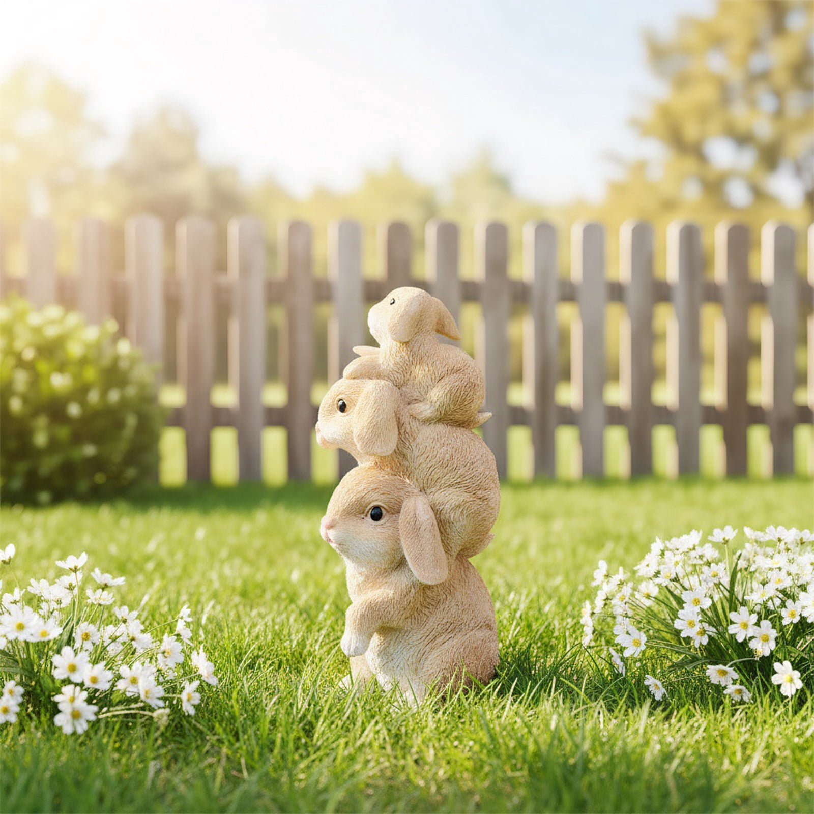 Lunxisen 2 Pcs Easter Bunny Statue Outdoor Garden Decorations Spring Holiday Yard Art Sculpture Decorative Ornament