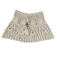 thumbnail image 3 of Women's Handmade Crochet Beach Skirt Cover-Up Summer Boho Swimwear Bikini Cover Mini Skirt Beige S, 3 of 3