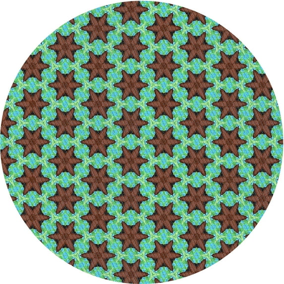 Ahgly Company Indoor Round Patterned Lime Mint Green Area Rugs, 5' Round