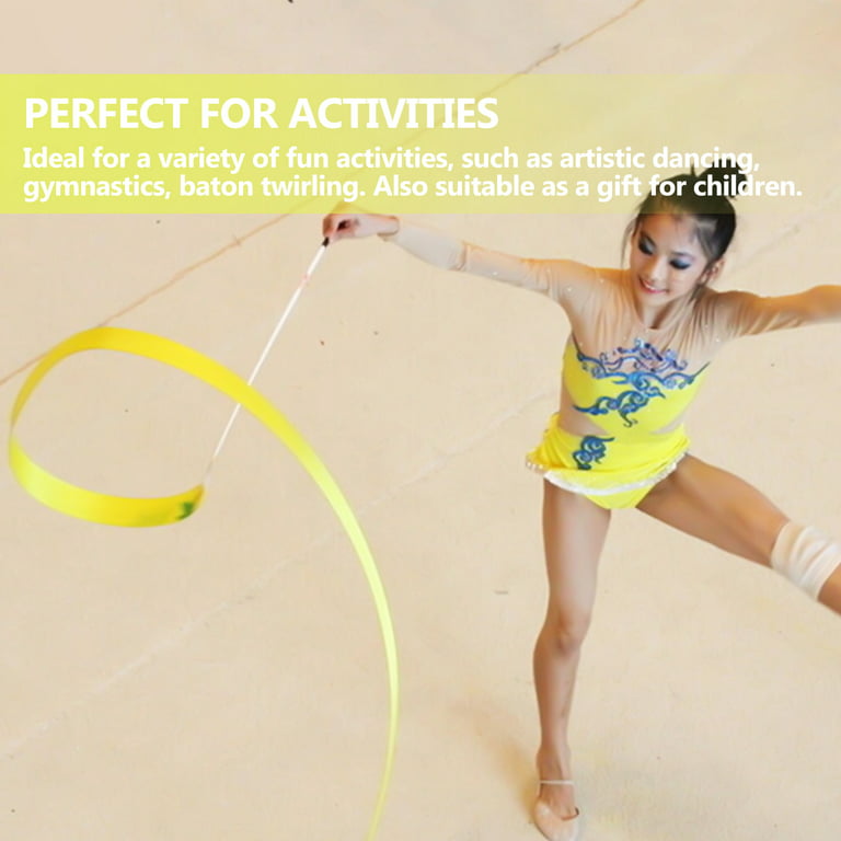Novelty Place 10 pcs Dance Ribbons Streamers 6.6 Ft. Unisex Kids' Gymnastics  Ribbon Wands 