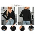 thumbnail image 5 of Pink Queen Spring Sweaters for Women 2026 Pullover Sexy V Neck Long Sleeve Twist Knot Cropped Knit Tops, 5 of 9
