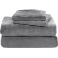thumbnail image 4 of Elegant Comfort 4-Piece Velvet Plush Flannel Sheet Set Velvet Flannel Fleece Deep Pocket Sheet Set - Twin XL, Gray, 4 of 7