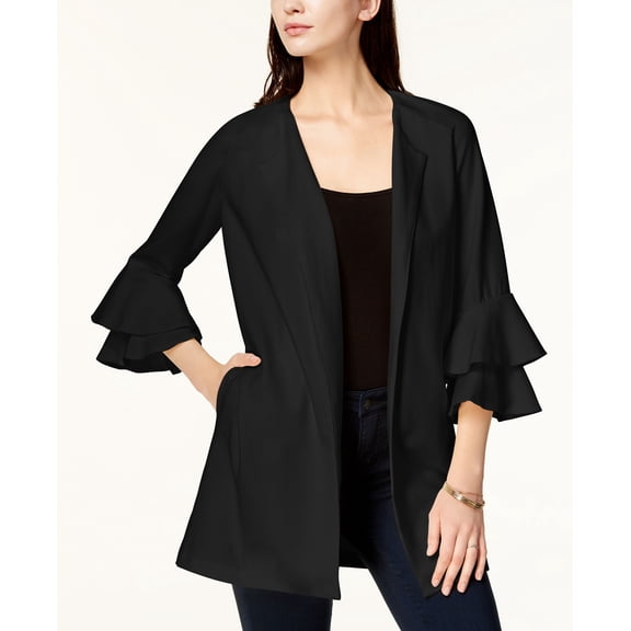 Kensie Bell Sleeve Ponte Knit Jacket Black S