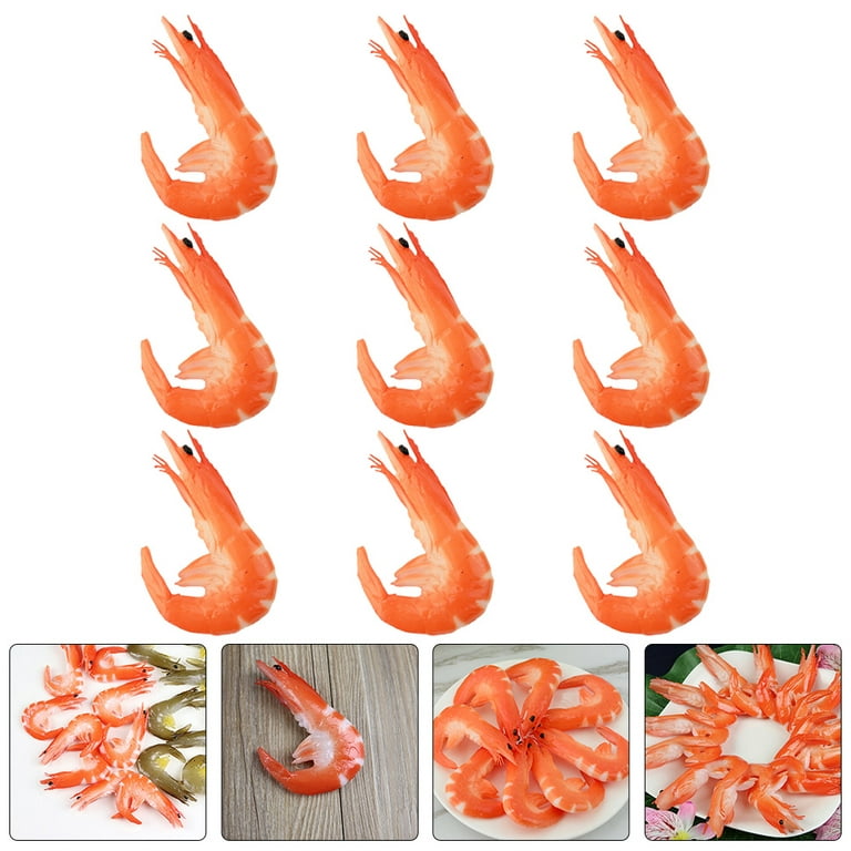 9pcs Fake Food Artificial Shrimp Model Simulated Shrimp Fake Food Photo Prop