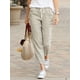 thumbnail image 1 of Pantalones de algodón y lino con cintura elástica y cordón, holgados, informales, de color sólido, estilo europeo y americano, 1 of 4