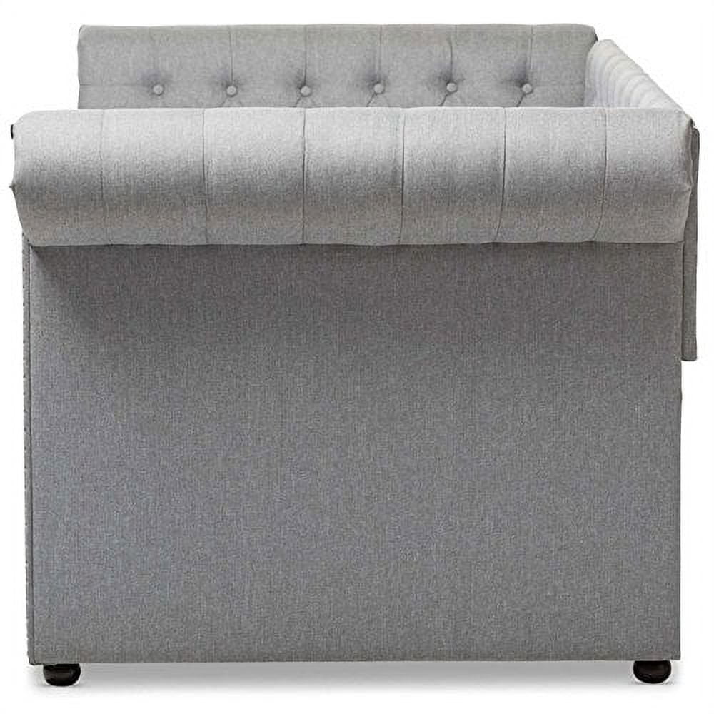 Baxton Studio Mabelle Contemporary Kids Nailhead Trim Twin Size Daybed with Trundle, Gray