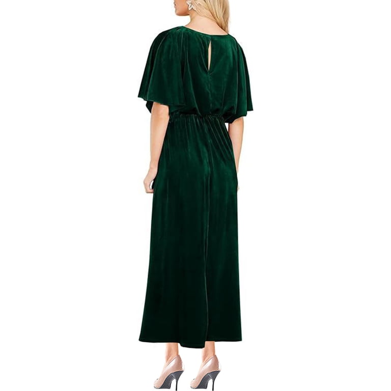 YUNAFFT St. Patrick's day Women Solid Color Velvet Dress Short Sleeve Round  Neck V-Neck vent,pure colour Dress - Walmart.com