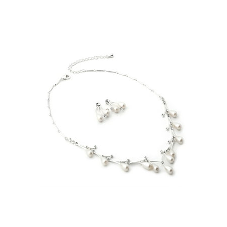 - Silver White Pearl Oval Set