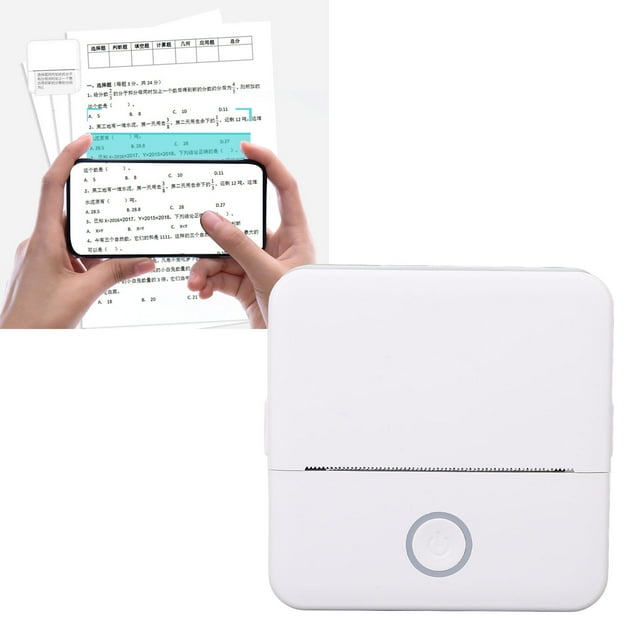 Imprimante de Poche, Impression Noir et Blanc Multifonctionnelle Résolution 200 Dpi Imprimante Mobile Sans Fil avec 10 Rouleaux de Papier pour Notes d'Apprentissage