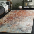 thumbnail image 3 of SAFAVIEH Tacoma Brian Abstract Machine Washable Area Rug, Rust/Aqua, 4' x 4' Square, 3 of 12