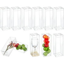24pc 24Pcs Small Clear Favor Boxes 2.36x2.36x7.09 Inch Transparent PET Box Clear Plastic Party Boxes Small Gift Box for Candy Chocolate Christmas Birthday Wedding Shower Party