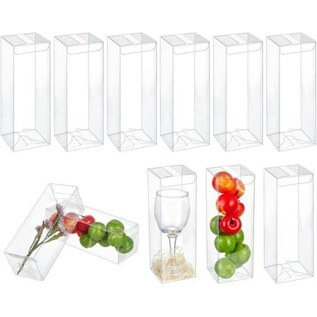 24 Pcs Small Clear Favor Boxes 2.36x2.36x7.09 Inch Transparent PET Box Clear Plastic Party Boxes Small Gift Box