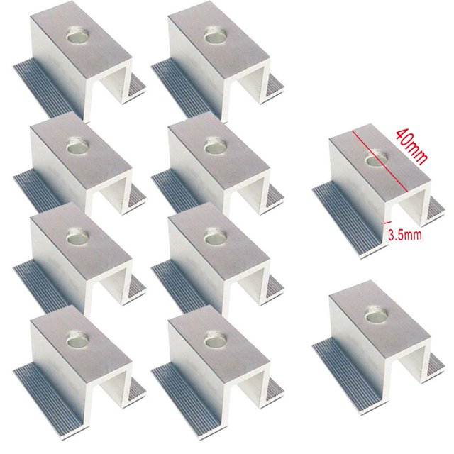 10X 3.5MM Solar Middle Clamp PV for Height 40MM Aluminum Alloy Solar Panels