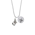 thumbnail image 2 of Delight Jewelry Silvertone Flower with AB Crystal Silvertone Script Initial Disc - H - Charm Necklace, 20"+3", 2 of 4