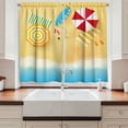 thumbnail image 2 of Ambesonne Beach Kitchen Curtains, Beach Waves Umbrella, 55"x39", Multicolor, 2 of 3