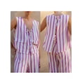 thumbnail image 3 of Yunliwuli Women's Striped Outfit, Loose V Neck Tie-Up Backless Tank Tops with Pockets Elastic Waist Pants 2 Piece Summer Set, 3 of 10
