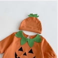 thumbnail image 6 of YDFCWXW 2Pcs Neutral Outfits Newborn Baby Boy Girl Pumpkin Romper Jumpsuit My 1st Halloween Clothes with Hat (Orange, 3-6 Months), 6 of 9