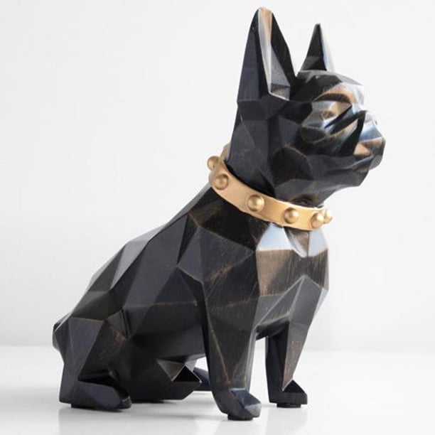 Caja de dinero de perro de resina adultos figurita, Sostenedor de monedas olla de almacenamiento, estatua de escritorio pequeña escultura Negro perfecl Banco de monedas infantil para niños
