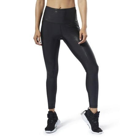 Reebok Womens Luxury Metallic Yoga Pants, Black, XX-Small