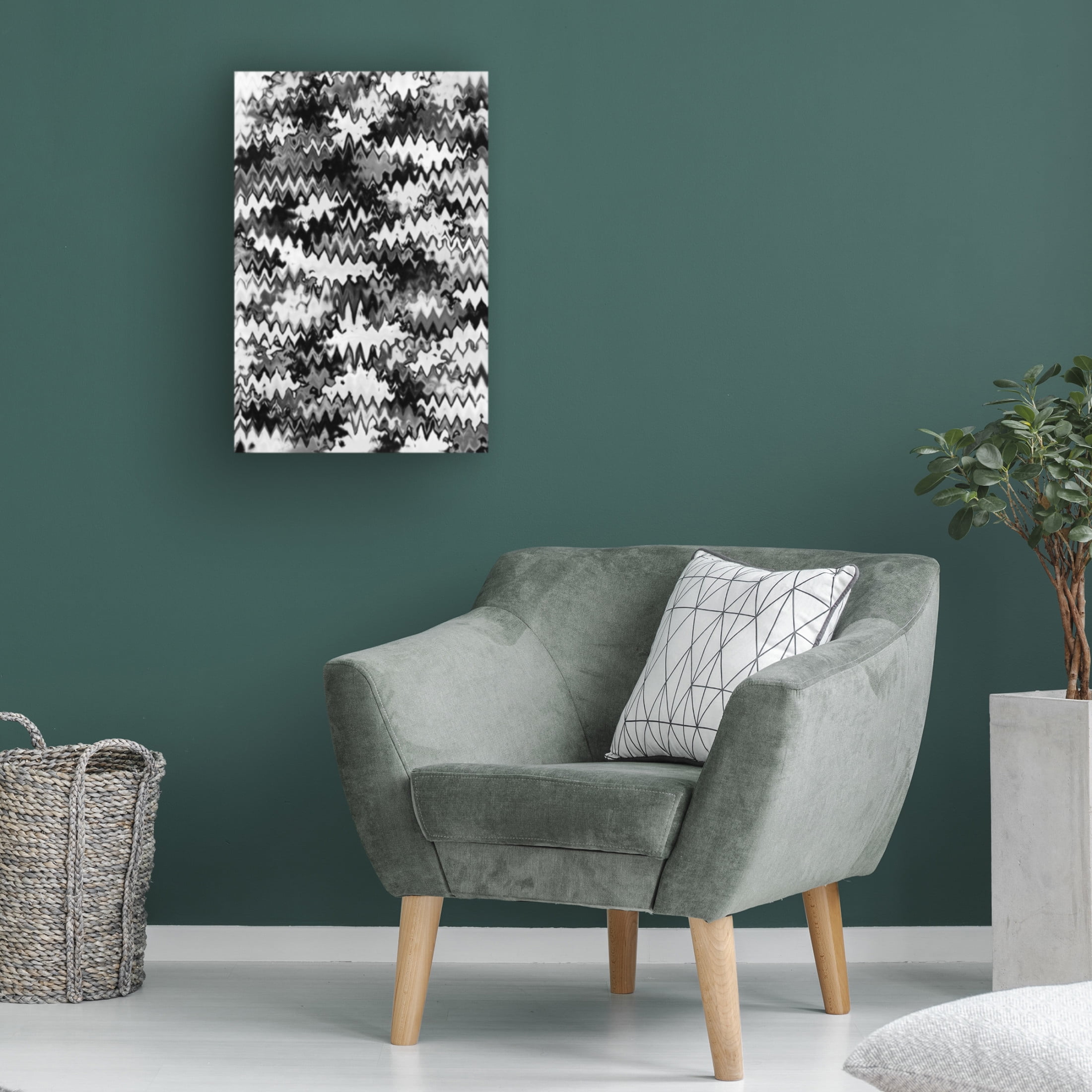 Canvas Wall Art - Treechild 'Black And White Zig Zag Pattern' Wall Art for Living Room, Bedroom, or Office D?cor by Trademark Fine Art - 16 x 24 Inches