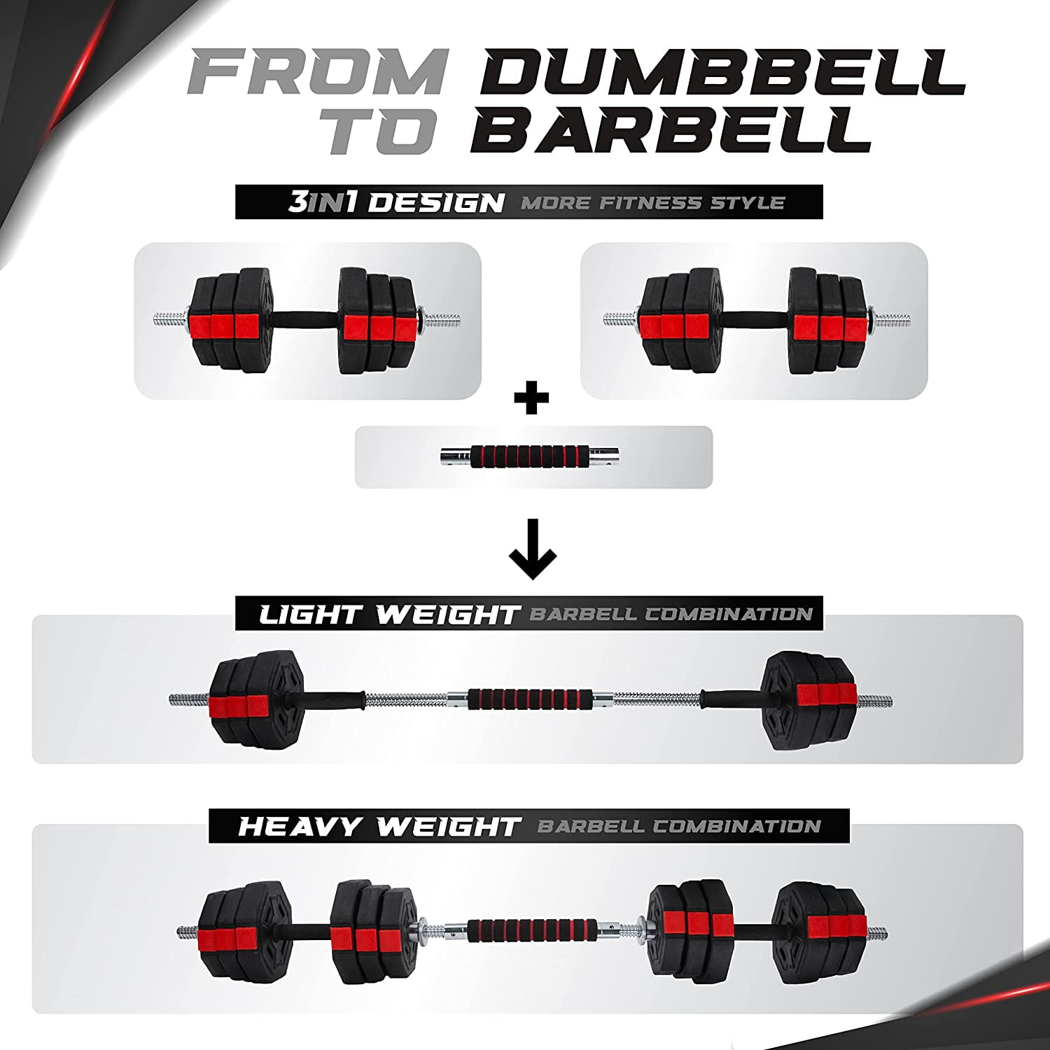 Yes4All 44 lbs Cement Adjustable Dumbbell