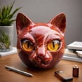 thumbnail image 3 of OIUR Realistic Cat Head Sculpture Hand-Carved Cat Head Statue Figurine Home Office Desktop Decoration Ornament Cat Lovers Gift, 3 of 7
