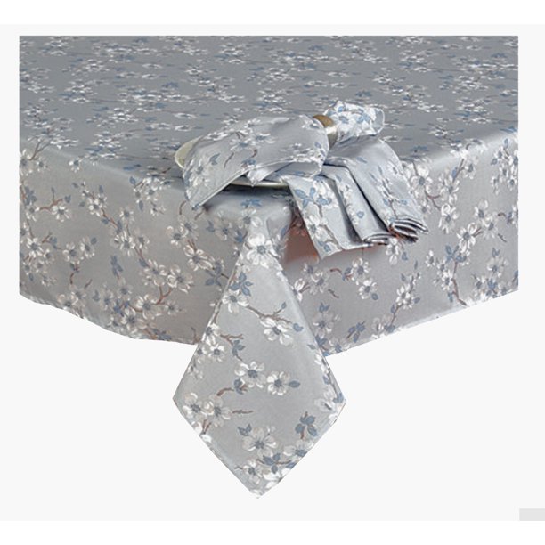 Laura Ashley Iona Tablecloth Grey Floral Print Fabric(52 x 70 Rectangle