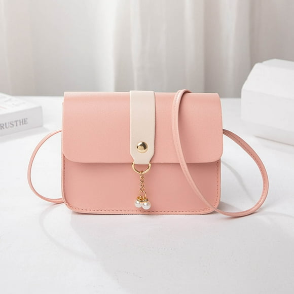 Bolso de Mensajero de Cuero PU para Mujer con Correa Ajustable, Cierre de Cremallera, Bolso Multicompartimento para Teléfono Móvil 17x12.5x5cm para Viajes, Compras y Uso Diario.