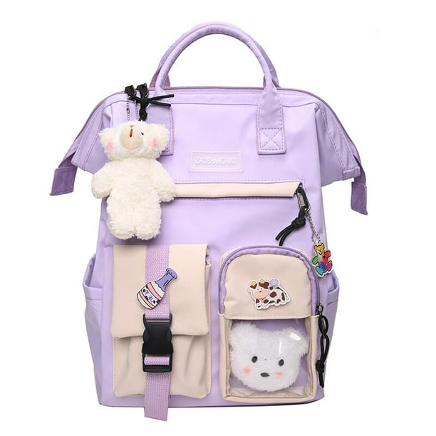 Mochilas impermeables de colores dulces para mujer mochilas de lujo mochilas de alta escuela mochila purpura preppy para chica adolescente mochila de viaje bonita Walmart en linea