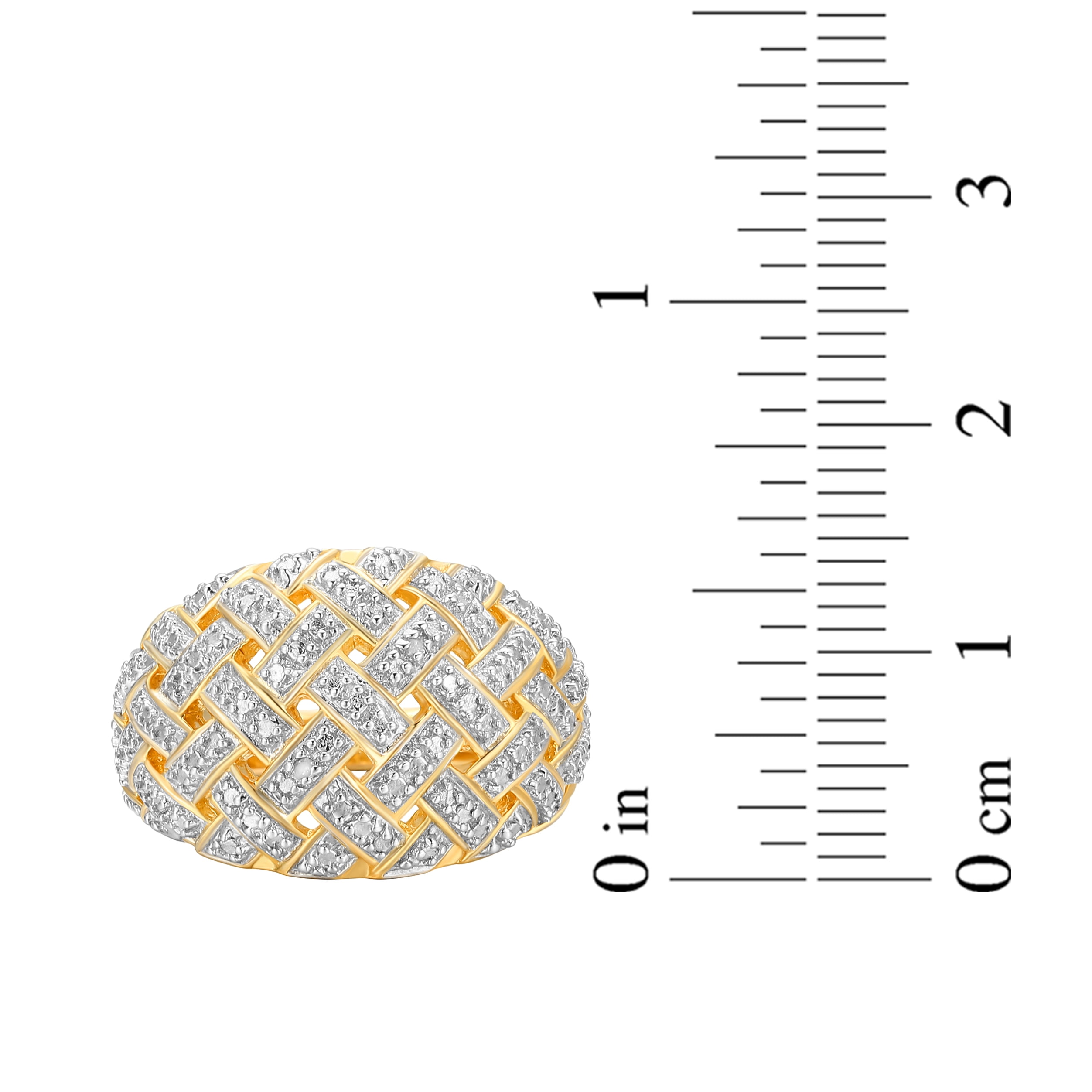 Forever Facets Diamond Accent Bombe Crosshatch Ring in Two-Tone Rhodium Over Bronze, Adult Female