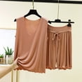 thumbnail image 1 of RKSTN Pyjama pour Femmes Ensemble Coton à Volants Grande Taille Col en V Sans Manches Camisole de Pyjama avec Shorts 2 Pcs Pyjama Léger pour Femmes, 1 of 5