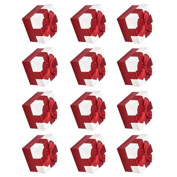 Advancent 12 Uds caja con lazo regalo pendientes almacenamiento joyería anillo organizador collar embalaje pequeño colgante contenedor Almacenamiento y organización del hogar rojo blanco Advancent HA079783-02