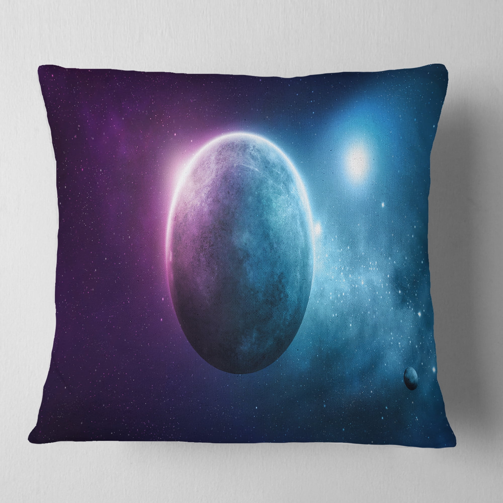 Designart Deep Space Planet - Space Throw Pillow - 16x16