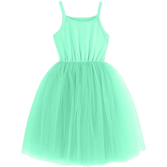 Tranfacy Robes Décontractées pour Filles, Robe de Fille Fleurie, Robe en Maille Sans Manches à Bretelles Couleur Unie Mode Été Décontractée Col Rond