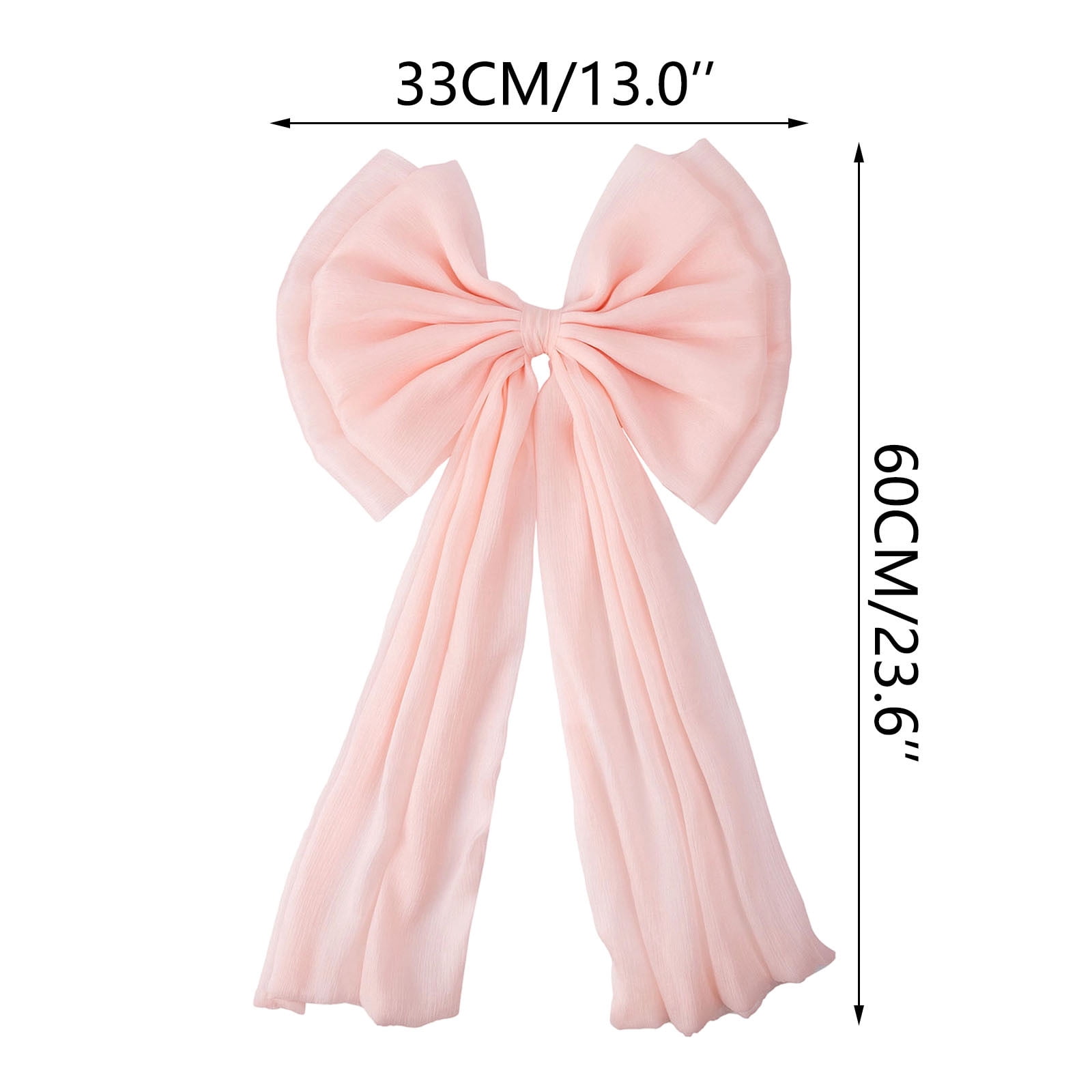 Pink Christmas Bow With Double Layer And Flowing Tails For Festive Display Chiffon Material Hanging Ornament For Tree Or Door